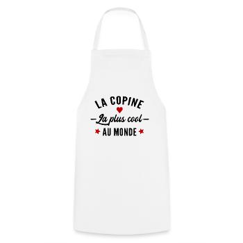 la copine la plus cool du monde / copine cool - Tablier de cuisine - blanc - Devant - AI Model Male 185 dark (185cm)