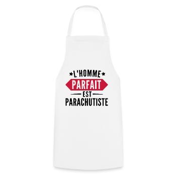 l homme parfait est parachutiste - Tablier de cuisine - blanc - Devant - AI Model Male 185 dark (185cm)