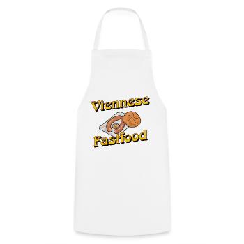 Viennese Fastfood - I love Frankfurter - Cooking Apron - white - Front - AI Model Male 185 dark (185cm)