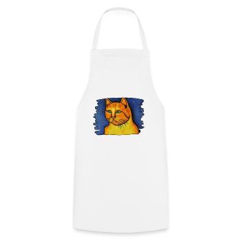 Orange Katze - Kochschürze - Weiß - Vorne - AI Model Male 185 dark (185cm)