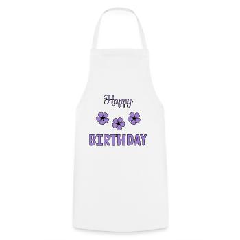 HAPPY BIRTHDAY. JOYEUX ANNIVERSAIRE. ANNIVERSAIRE. - Tablier de cuisine - blanc - Devant - AI Model Male 185 dark (185cm)