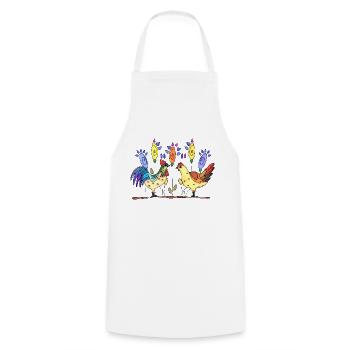 Hen and rooster - Cooking Apron - white - Front - AI Model Male 185 dark (185cm)