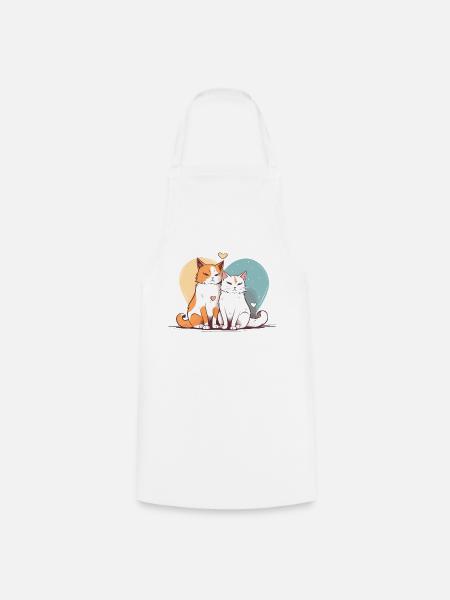 Katzenliebe - Kochschürze - Weiß