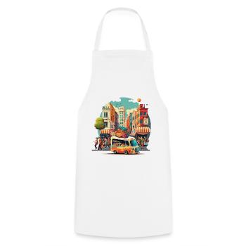 Le marché animé de la ville - Tablier de cuisine - blanc - Devant - AI Model Male 185 dark (185cm)