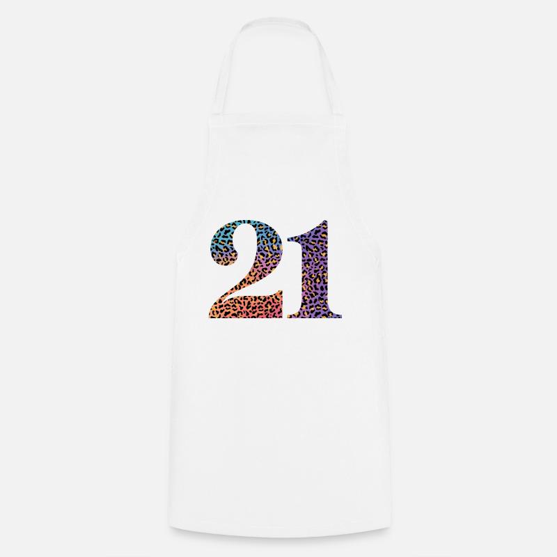 21e anniversaire léopard - Tablier de cuisine - blanc