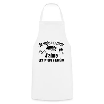 tatous et apéro - Tablier de cuisine - blanc - Devant - AI Model Male 185 dark (185cm)
