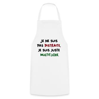 Je ne suis pas distraite, multitâche -Humour Femme - Tablier de cuisine - blanc - Devant - AI Model Male 185 dark (185cm)