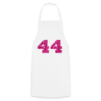 Number 44 Pink Glitter - 44th Anniversary - Cooking Apron - white - Front - AI Model Male 185 dark (185cm)