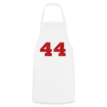 Number 44 Red Glitter - 44th Anniversary - Cooking Apron - white - Front - AI Model Male 185 dark (185cm)