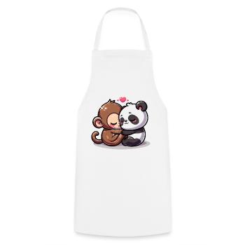Cuddling Monkey And Panda In Love - Kochschürze - Weiß - Vorne - AI Model Male 185 dark (185cm)