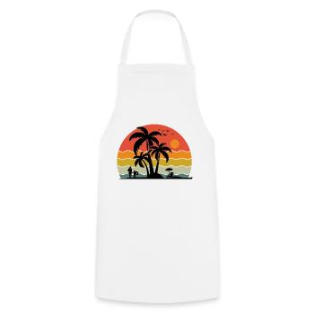 Sonnenuntergang Palmen Silhouette Retro 80er Jahre Vintage - Kochschürze - Weiß - Vorne - AI Model Male 185 dark (185cm)