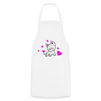 cat love 02 - Kochschürze - Weiß - Vorne - AI Model Male 185 dark (185cm)