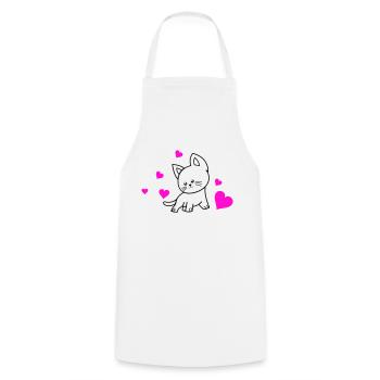 cat love 01 - Kochschürze - Weiß - Vorne - AI Model Male 185 dark (185cm)