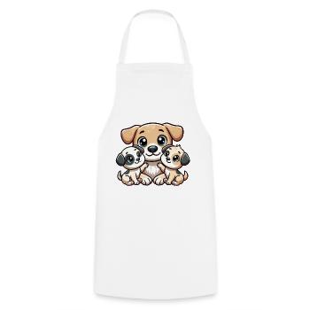 Parent de chien aimant avec deux enfants mignons - Tablier de cuisine - blanc - Devant - AI Model Male 185 dark (185cm)
