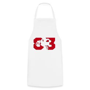 Moto 83 biker - Cooking Apron - white - Front - AI Model Male 185 dark (185cm)