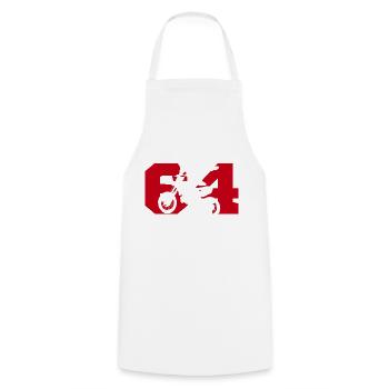 Moto 64 biker - Cooking Apron - white - Front - AI Model Male 185 dark (185cm)
