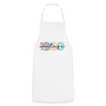 1960 vintage rétro - Tablier de cuisine - blanc - Devant - AI Model Male 185 dark (185cm)