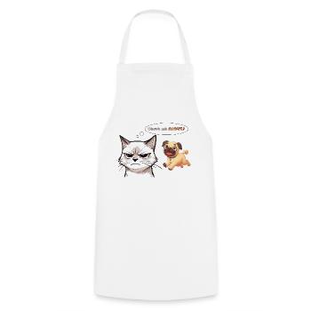 Chat et chien - laissez-moi ! - Tablier de cuisine - blanc - Devant - AI Model Male 185 dark (185cm)