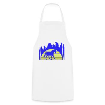 Horse Riding Lines Rider Sun Palm Trees Silhouette - Cooking Apron - white - Front - AI Model Male 185 dark (185cm)