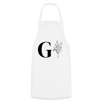 Lette g fleurs minimalistes - Tablier de cuisine - blanc - Devant - AI Model Male 185 dark (185cm)