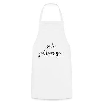 smile god loves you - Kochschürze - Weiß - Vorne - AI Model Male 185 dark (185cm)