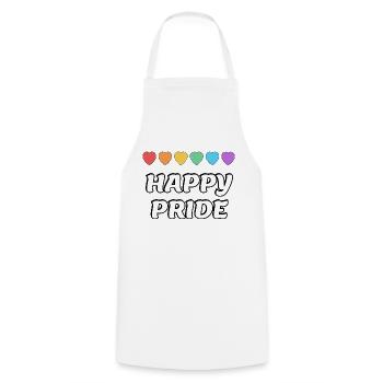 Happy Pride Rainbow hearts Mois de la fierté LGBTQ - Tablier de cuisine - blanc - Devant - AI Model Male 185 dark (185cm)