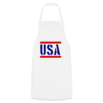 Logo des États-Unis - Slogan - États-Unis d’Amérique - Tablier de cuisine - blanc - Devant - AI Model Male 185 dark (185cm)