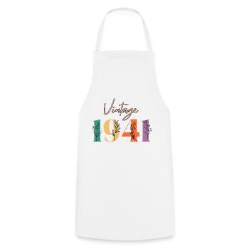 Vintage 1941 Floral - Cooking Apron - white - Front - AI Model Male 185 dark (185cm)