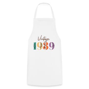 Vintage 1939 Floral - Cooking Apron - white - Front - AI Model Male 185 dark (185cm)