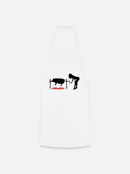 Grillschwein - Kochschürze - Weiß