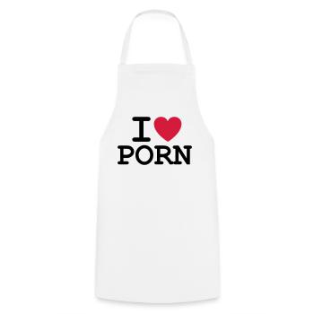 Je aime porno - Tablier de cuisine - blanc - Devant - AI Model Male 185 dark (185cm)