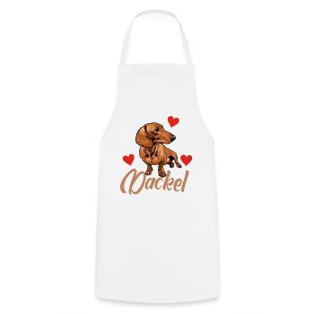 Dackel mit Herzen :-) - Kochschürze - Weiß - Vorne - AI Model Male 185 dark (185cm)