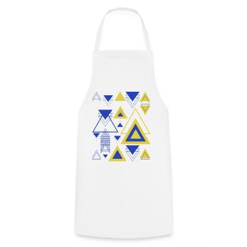 Triangles Minimalist Geometry Blue Yellow - Cooking Apron - white - Front - AI Model Male 185 dark (185cm)