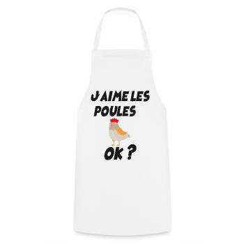 Mes Poules Ma Passion Idée Cadeau Ferme - Tablier de cuisine - blanc - Devant - AI Model Male 185 dark (185cm)