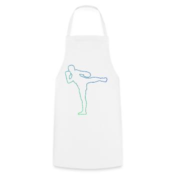 Boxe Thaï Boxeur Thaï Muay Thai Boxe Thaï - Tablier de cuisine - blanc - Devant - AI Model Male 185 dark (185cm)