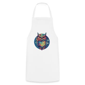 Owl as a knight in a circle, colorful, boho, comic - Cooking Apron - white - Front - AI Model Male 185 dark (185cm)