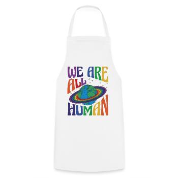 We are all Human LGBT Pride Month LGBTQ - Cooking Apron - white - Front - AI Model Male 185 dark (185cm)
