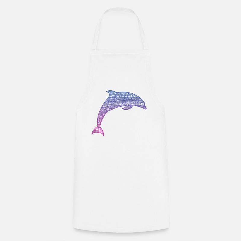 Cooles Delfindesign, Delfin, gekritzelter Delfin - Kochschürze - Weiß