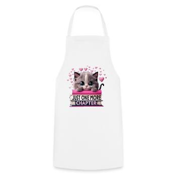 Just one more chapter Bookworm Cat - Cooking Apron - white - Front - AI Model Male 185 dark (185cm)