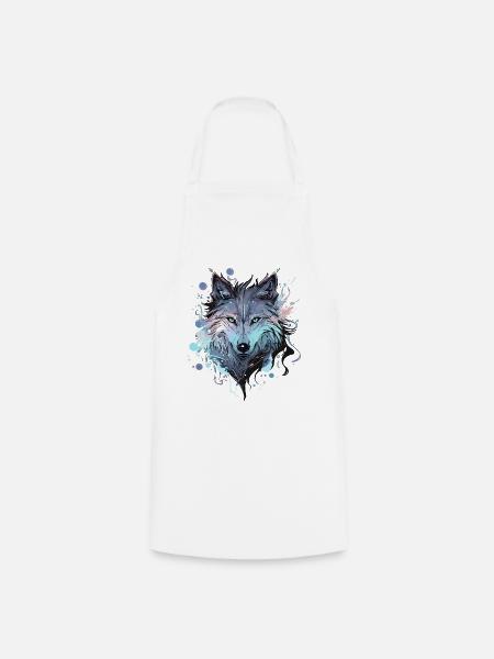 Wolf Wolfskopf Mystisch Natur Wild Wildnis Kunst - Kochschürze - Weiß