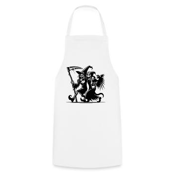 WITCH AND GRIM REAPER IN PARTY FRENZY - Cooking Apron - white - Front - AI Model Male 185 dark (185cm)