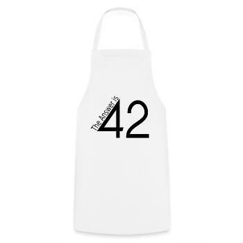 the answer is 42 - Kochschürze - Weiß - Vorne - AI Model Male 185 dark (185cm)