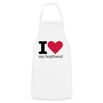 I Love My Boyfriend - Tablier de cuisine - blanc - Devant - AI Model Male 185 dark (185cm)