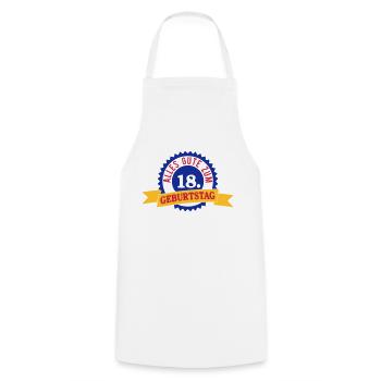 Joyeux 18ème Anniversaire - Tablier de cuisine - blanc - Devant - AI Model Male 185 dark (185cm)