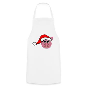 pig_face_pink_with_santa_hat_cartoon - Kochschürze - Weiß - Vorne - AI Model Male 185 dark (185cm)