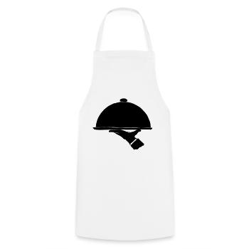 Serving Bell Waiter Mr. Ober Gift Glosche - Cooking Apron - white - Front - AI Model Male 185 dark (185cm)