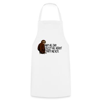 Nap all day sleep all night party never - Kochschürze - Weiß - Vorne - AI Model Male 185 dark (185cm)