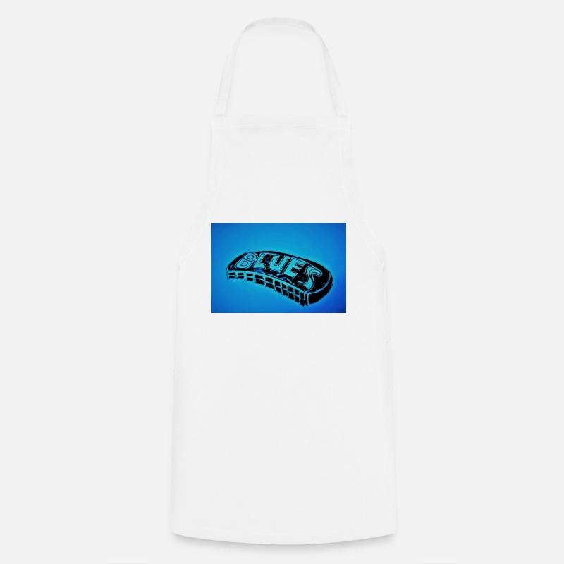 Blues harmonica horizontal - Cooking Apron - white