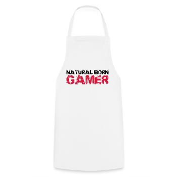 Natural Born Gamer - Cooking Apron - white - Front - AI Model Male 185 dark (185cm)