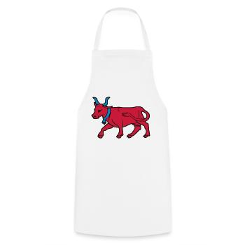 dessin vache rouge vecteur boucher éleveur Béarn - Tablier de cuisine - blanc - Devant - AI Model Male 185 dark (185cm)